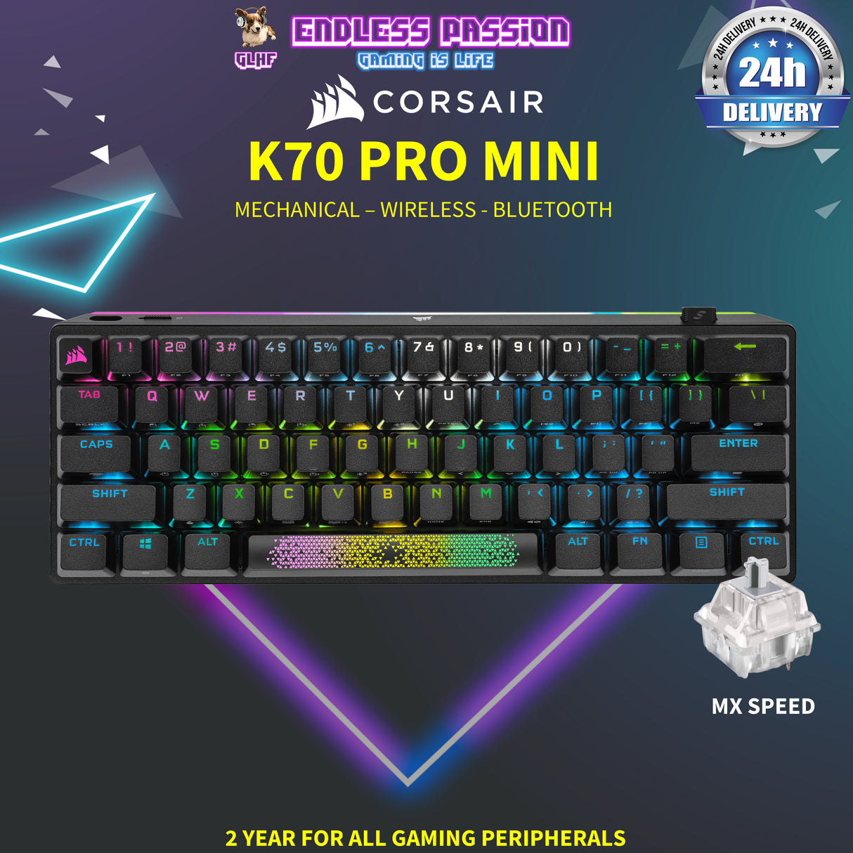 Corsair K70 PRO MINI Wireless RGB 60% Mechanical Gaming Keyboard