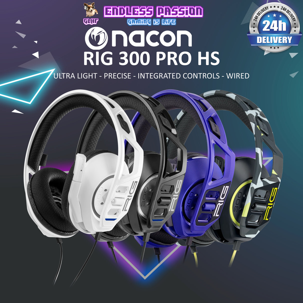 NACON RIG 300 PRO HS Gaming Headset Compatible with Playstation PS5, PS4, Xbox Series X|S, Xbox One, Mobile & PC