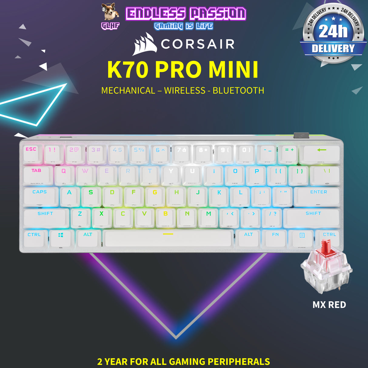 Corsair K70 PRO MINI Wireless RGB 60% Mechanical Gaming Keyboard