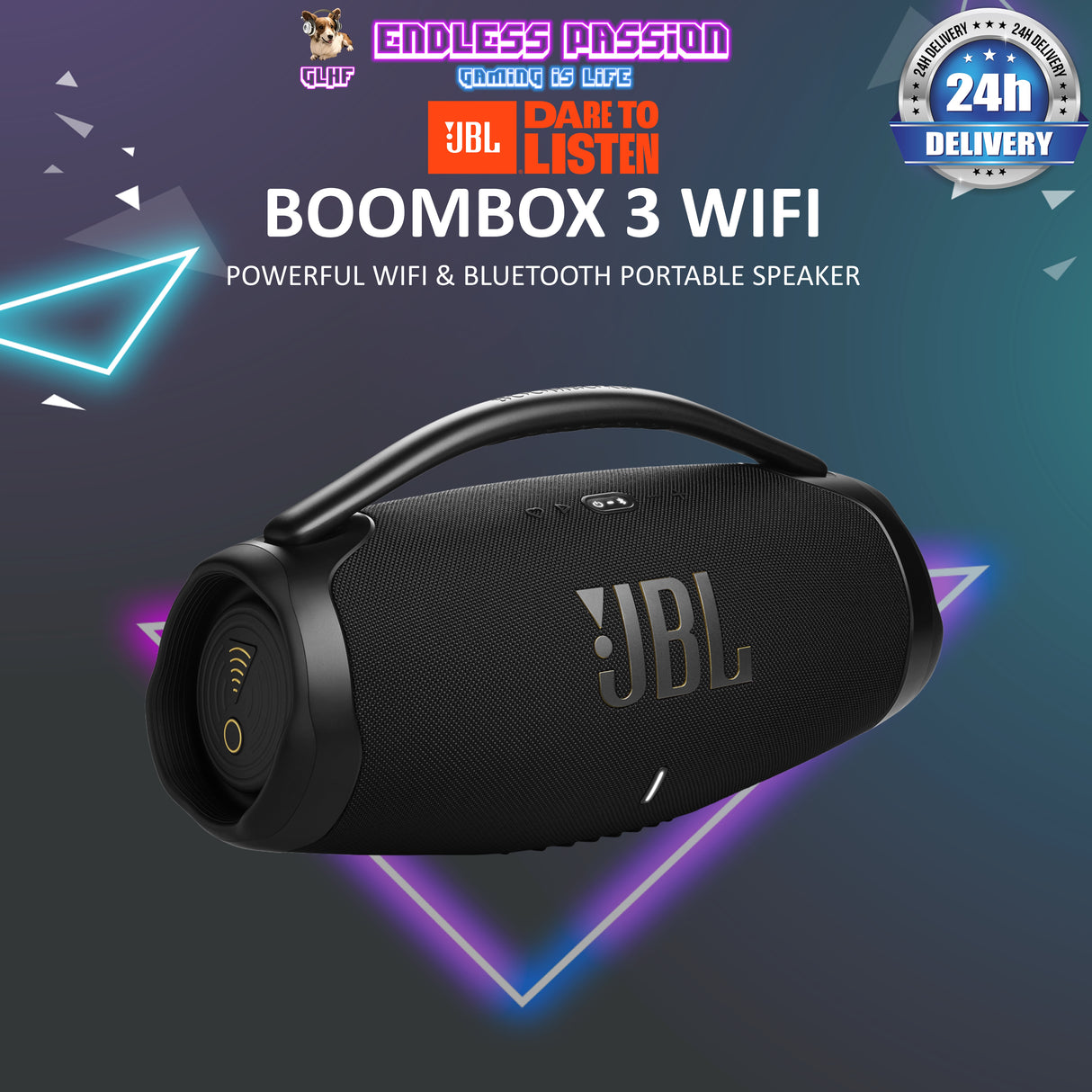 JBL Boombox 3 WiFi Wireless Bluetooth Streaming Portable Speaker