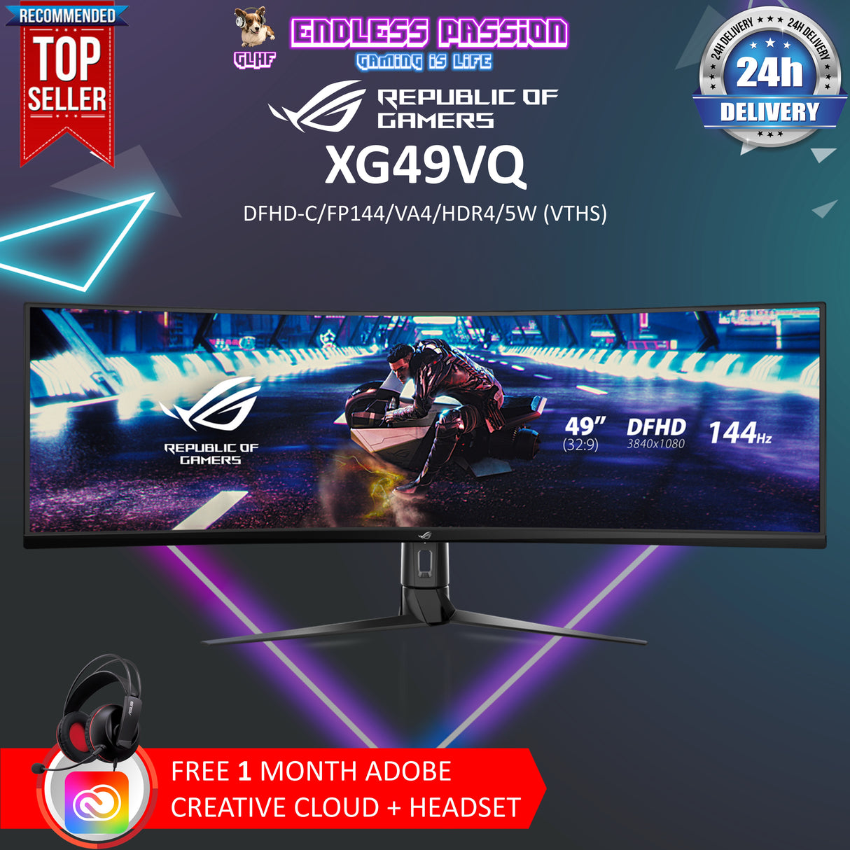 ASUS ROG Strix XG49VQ 49 Inch Ultra Wide Gaming Monitor