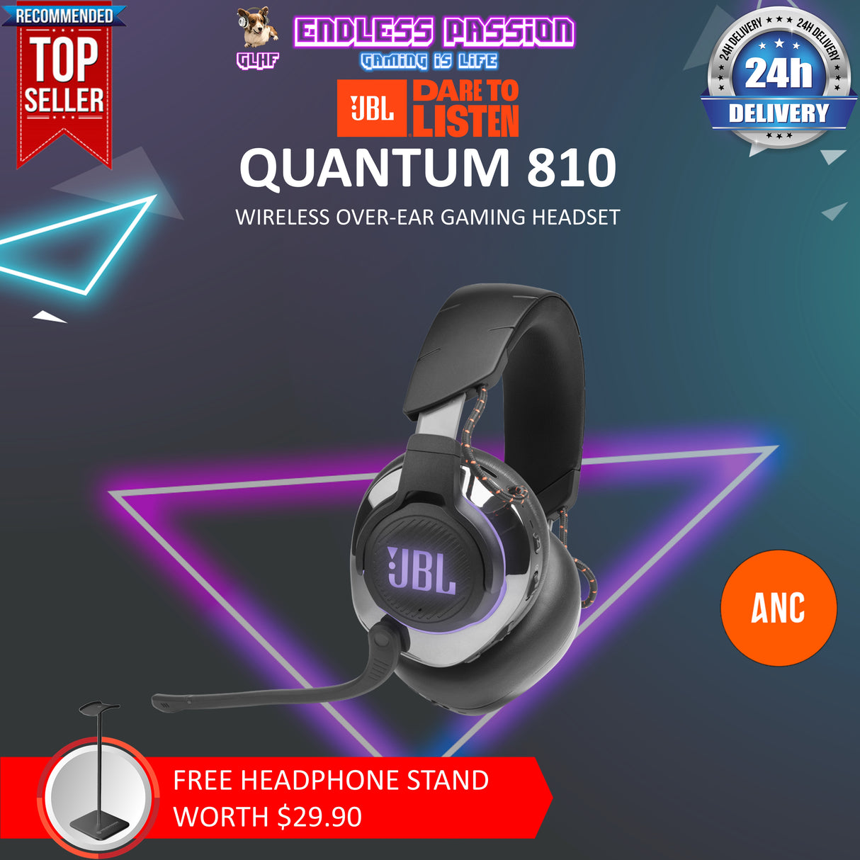 JBL Quantum 810 Wireless Noise-Canceling Gaming Headset