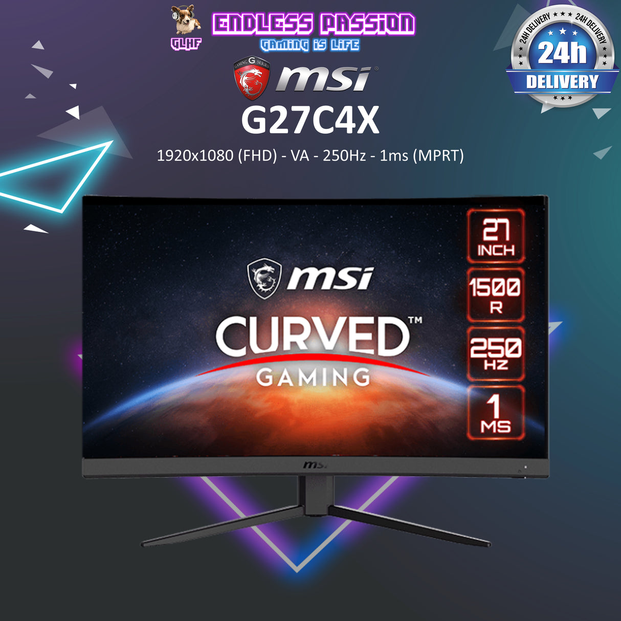 MSI G27C4X - 27" Full HD VA 250Hz 1ms Gaming Monitor