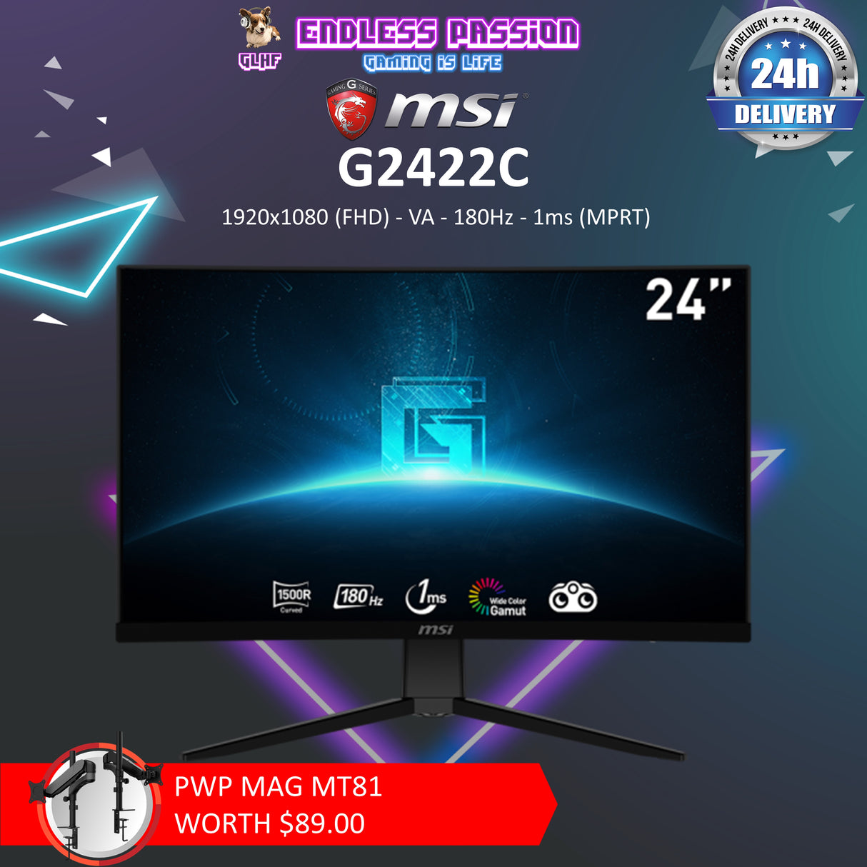 MSI G2422C - 24 Inch FHD Gaming Monitor