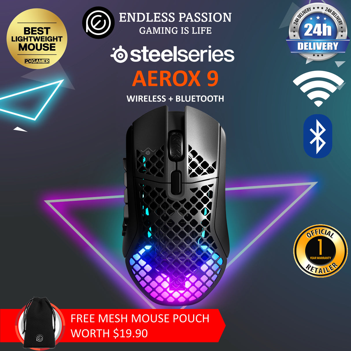 SteelSeries Aerox 9 Wireless Gaming Mouse