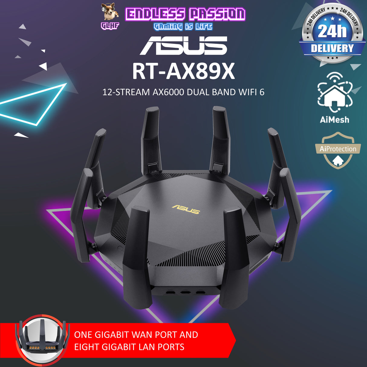 ASUS RT-AX89X AX6000 Dual Band WiFi 6 (802.11ax) Router