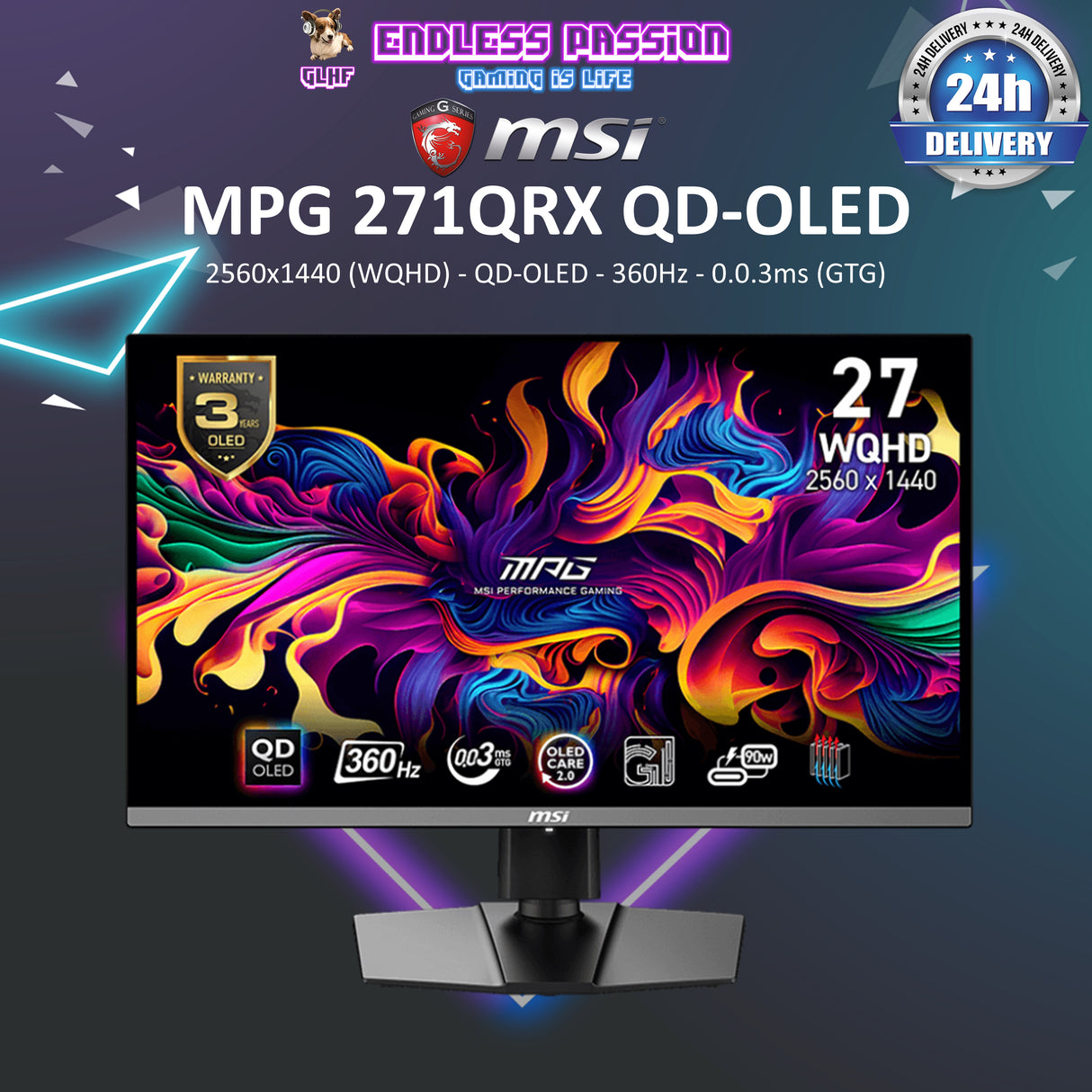 MSI MPG 271QRX QD-OLED 27 Inch 2K QD-OLED Gaming Monitor