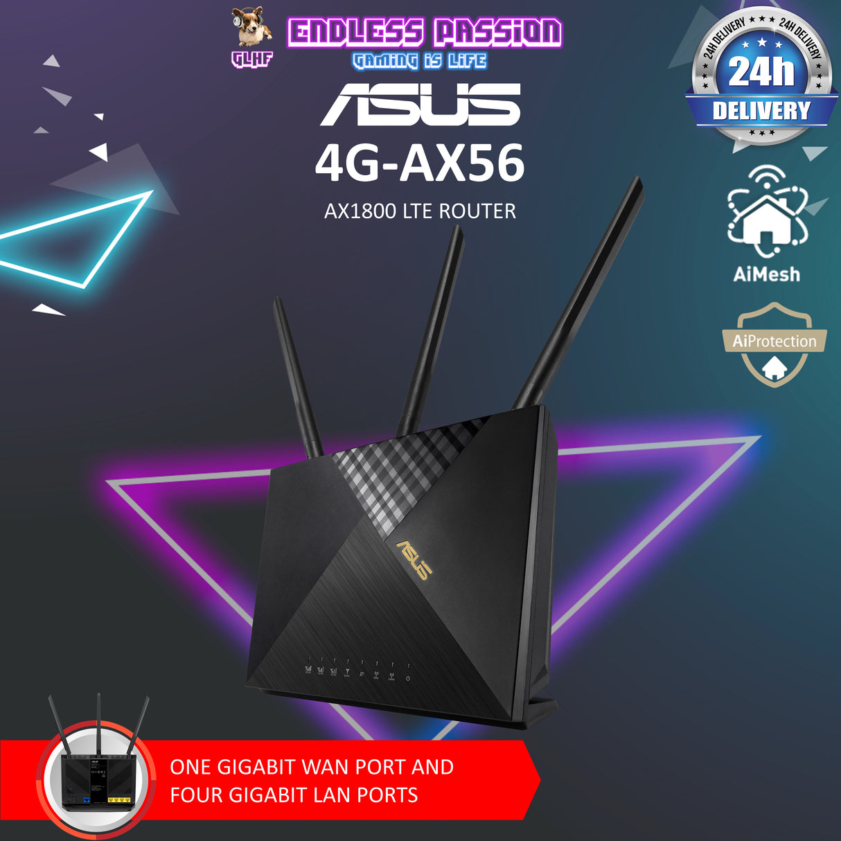 ASUS 4G-AX56 Cat.6 300Mbps Dual-Band WiFi 6 AX1800 LTE Router