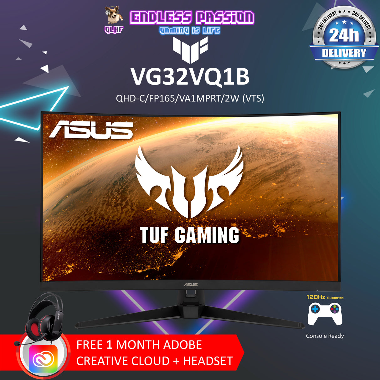 ASUS TUF Gaming VG32VQ1B 32 Inch Gaming Monitor