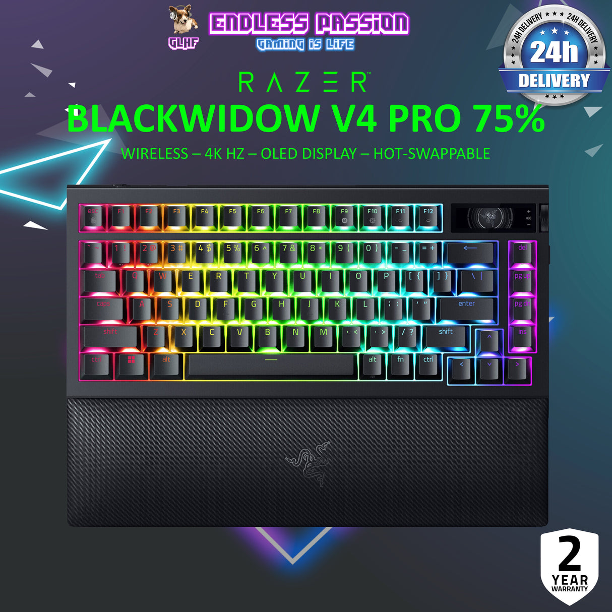 Razer BlackWidow V4 Pro 75% Wireless Hot-swappable Gaming Keyboard