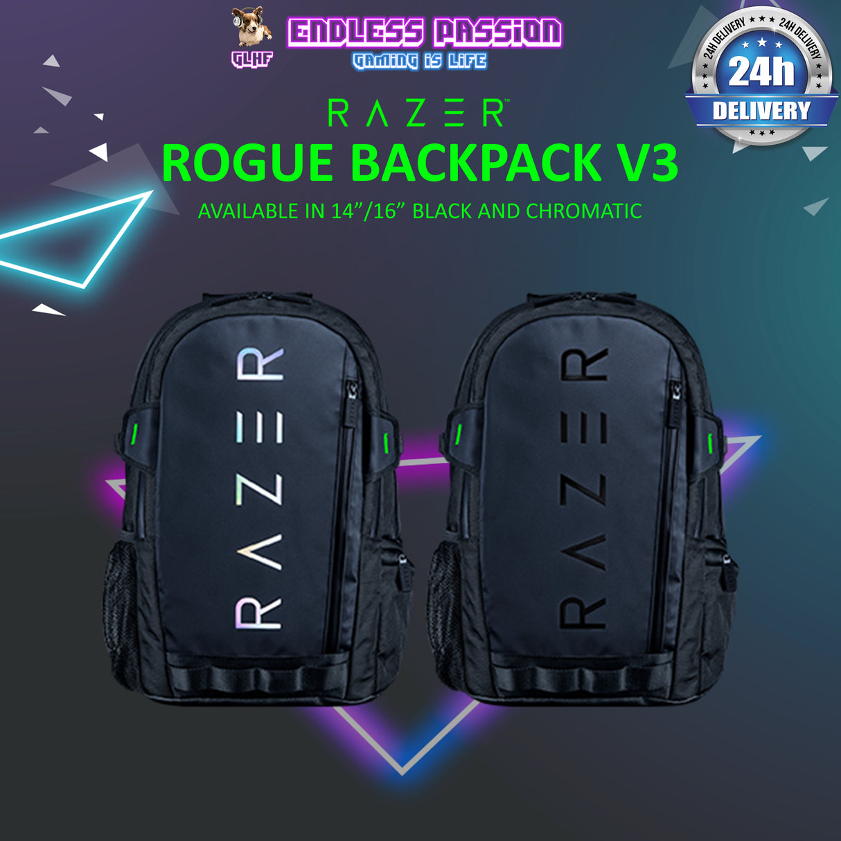 Razer Rogue 14"/16" Backpack V3 - Available in Black and Chromatic