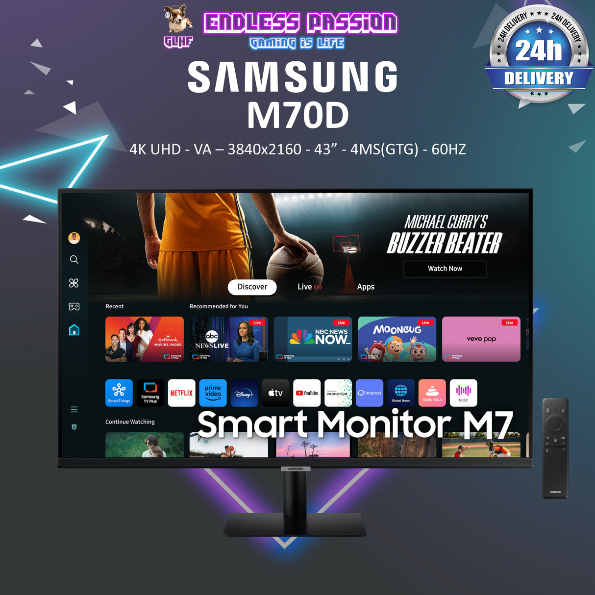 Samsung Smart M70D 32" 4K UHD VA Display Monitor - LS32DM701UEXXS/LS32DM701UEXXS