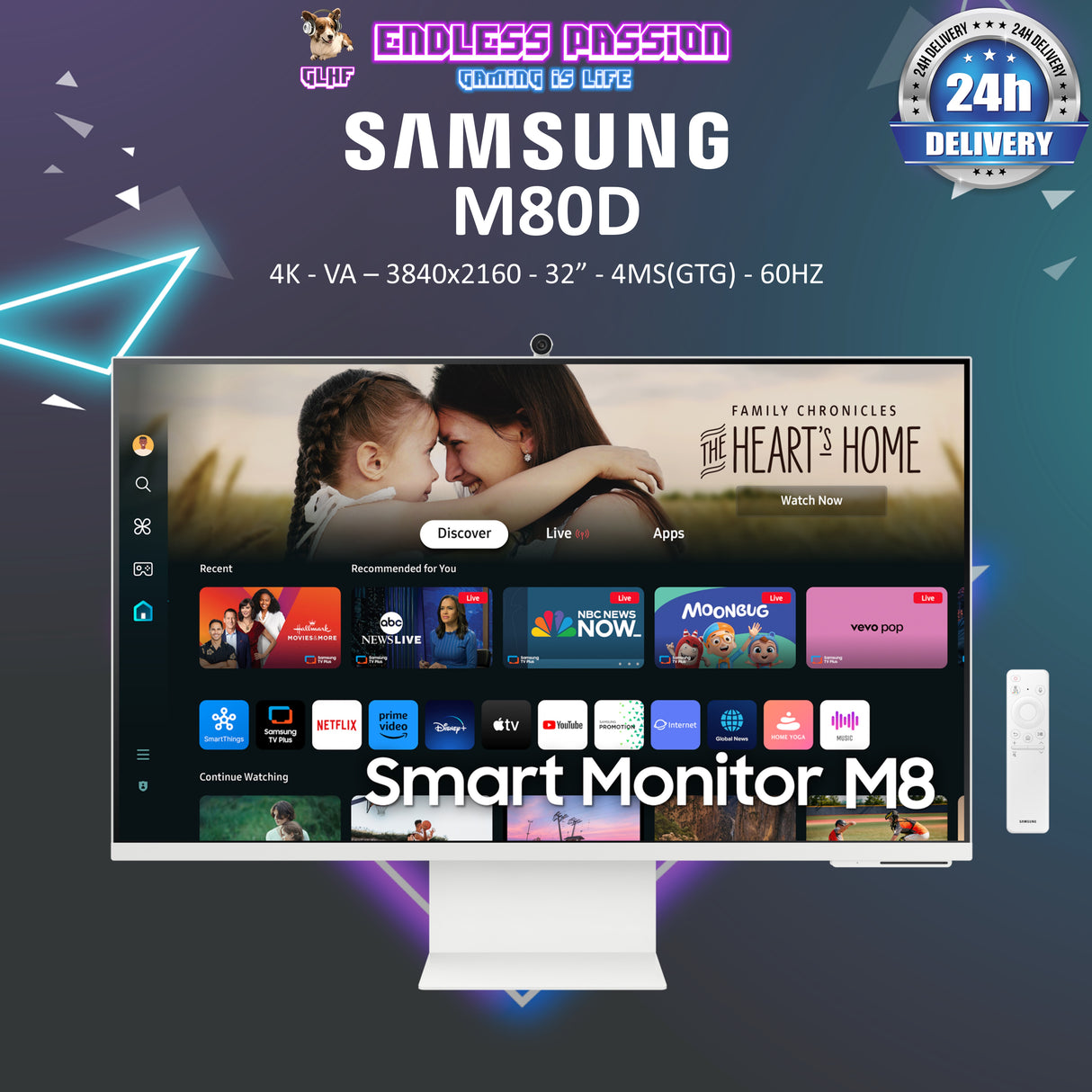 Samsung Smart M70D 32" 4K UHD VA Display Monitor - LS32DM701UEXXS/LS32DM701UEXXS