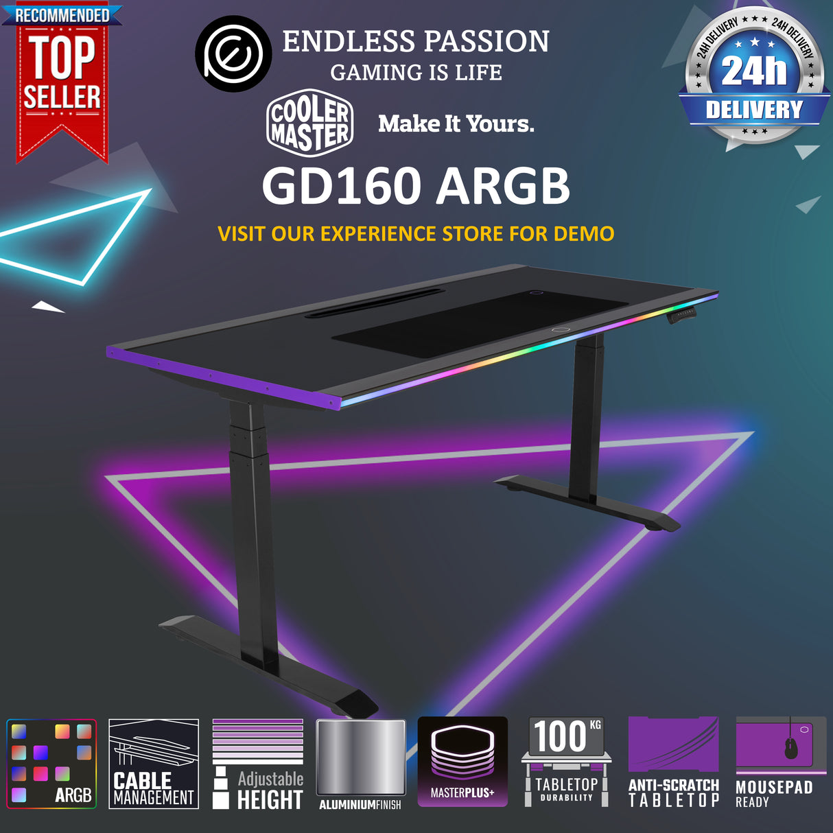 Cooler Master GD160 ARGB Adjustable Gaming Desk