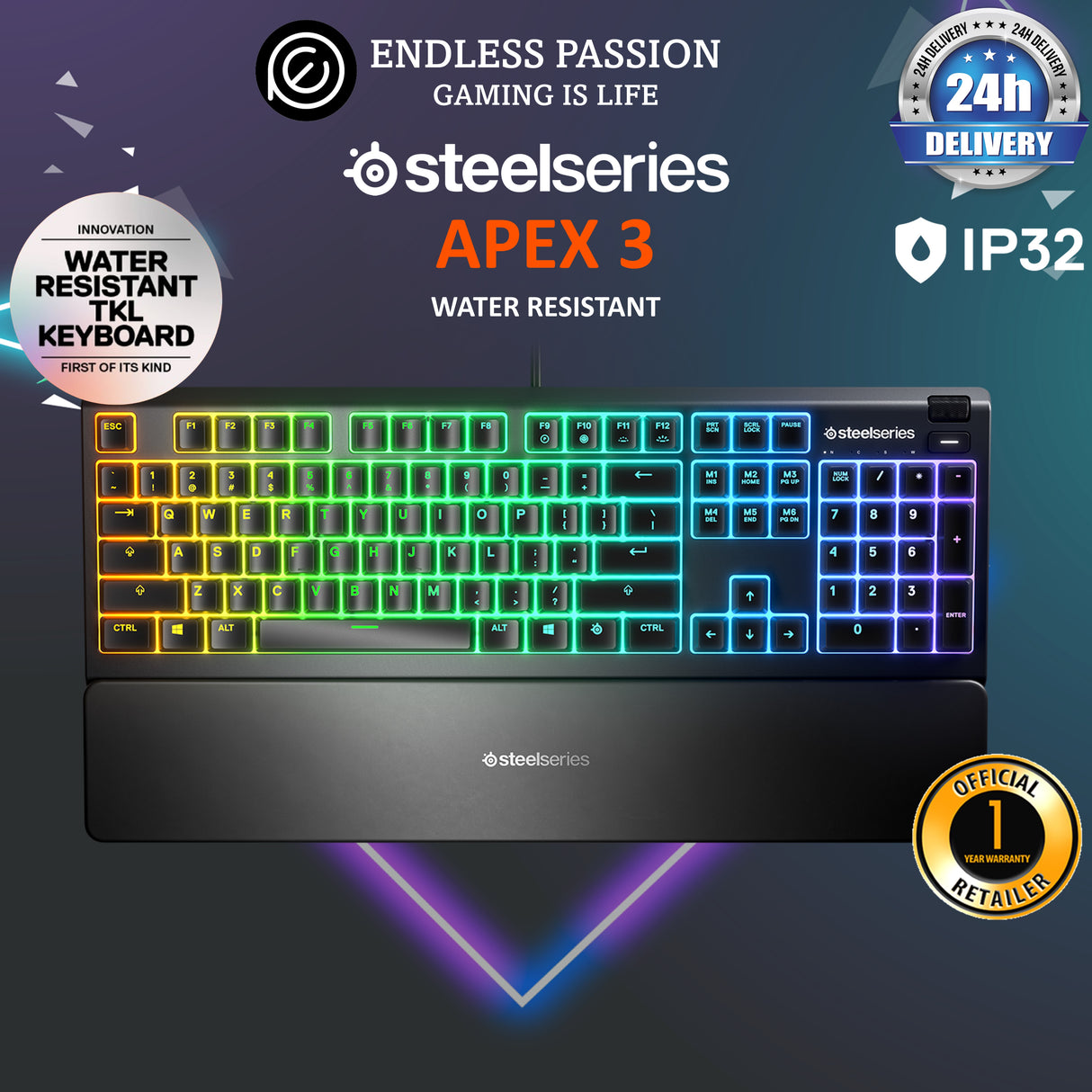 SteelSeries Apex 3 Gaming Keyboard