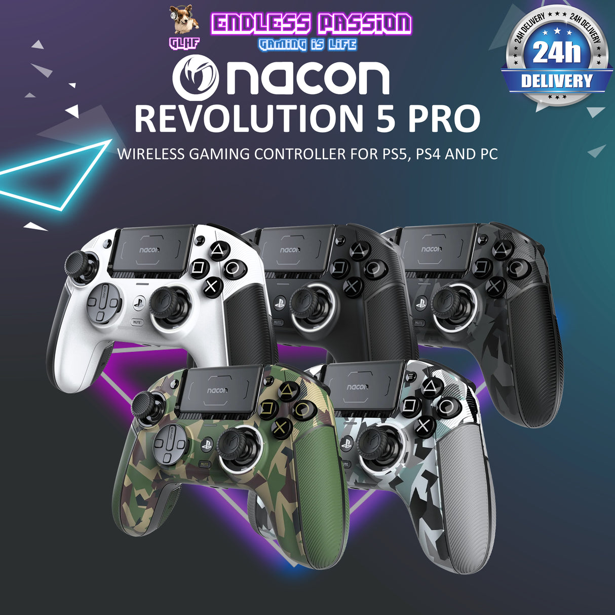 NACON Revolution 5 Pro Officially Licensed PlayStation Wireless Gaming Controller for PS5 / PS4 / PC