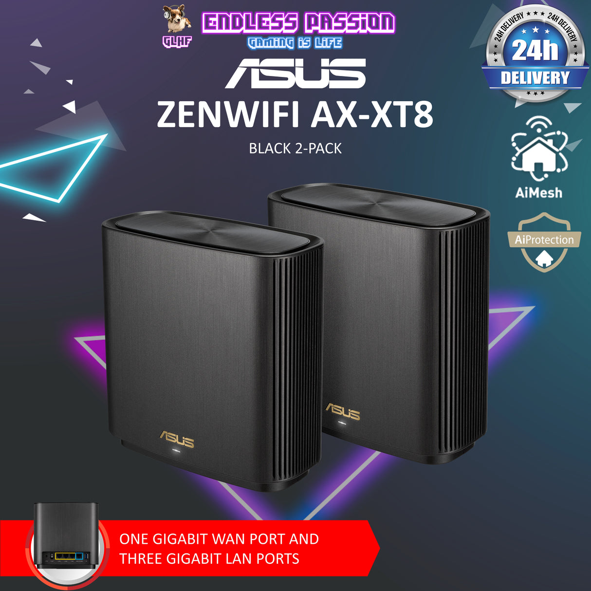 Asus ZenWiFi AX-XT8 AX6600 Tri-band Mesh WiFi 6 (802.11ax) Extendable Router