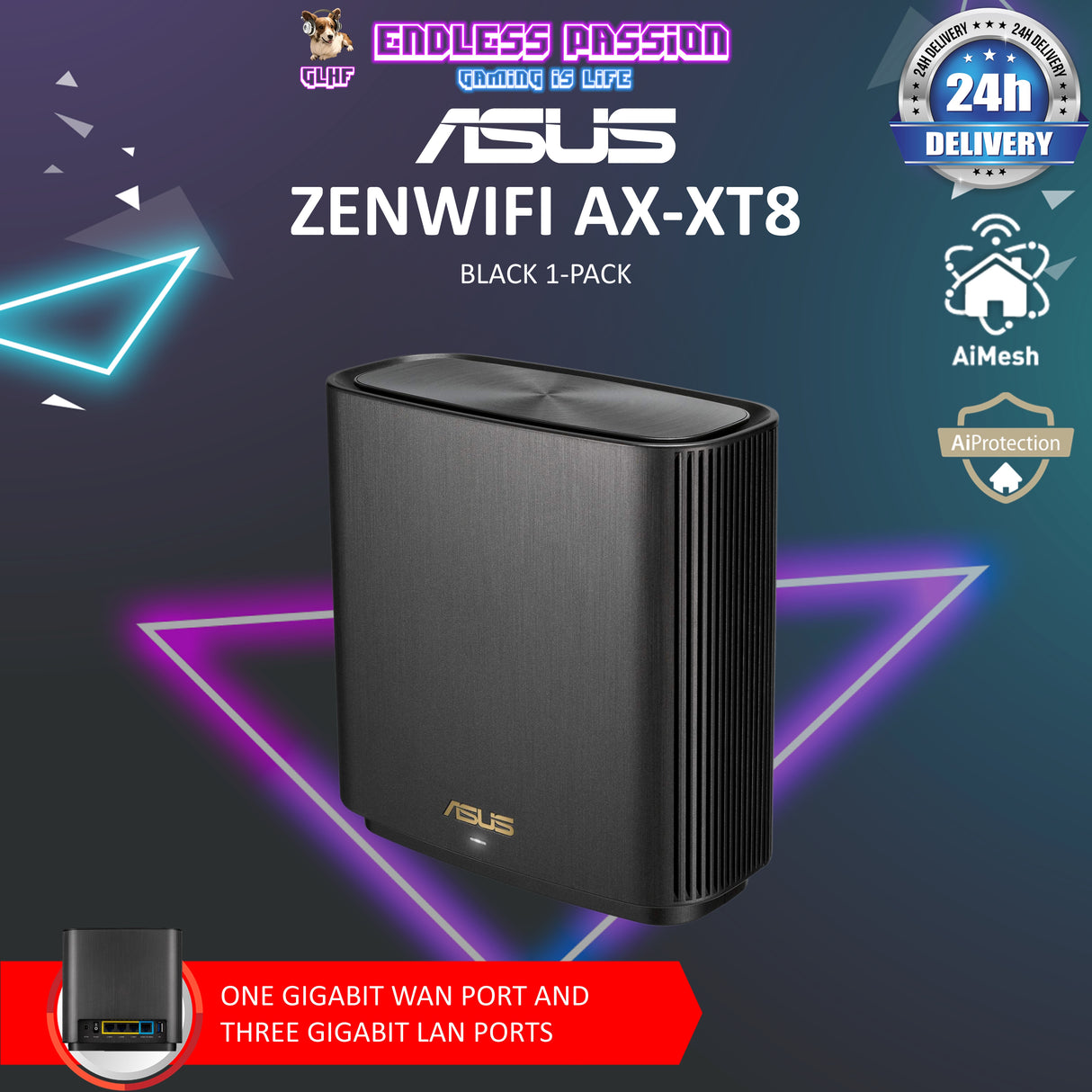 Asus ZenWiFi AX-XT8 AX6600 Tri-band Mesh WiFi 6 (802.11ax) Extendable Router