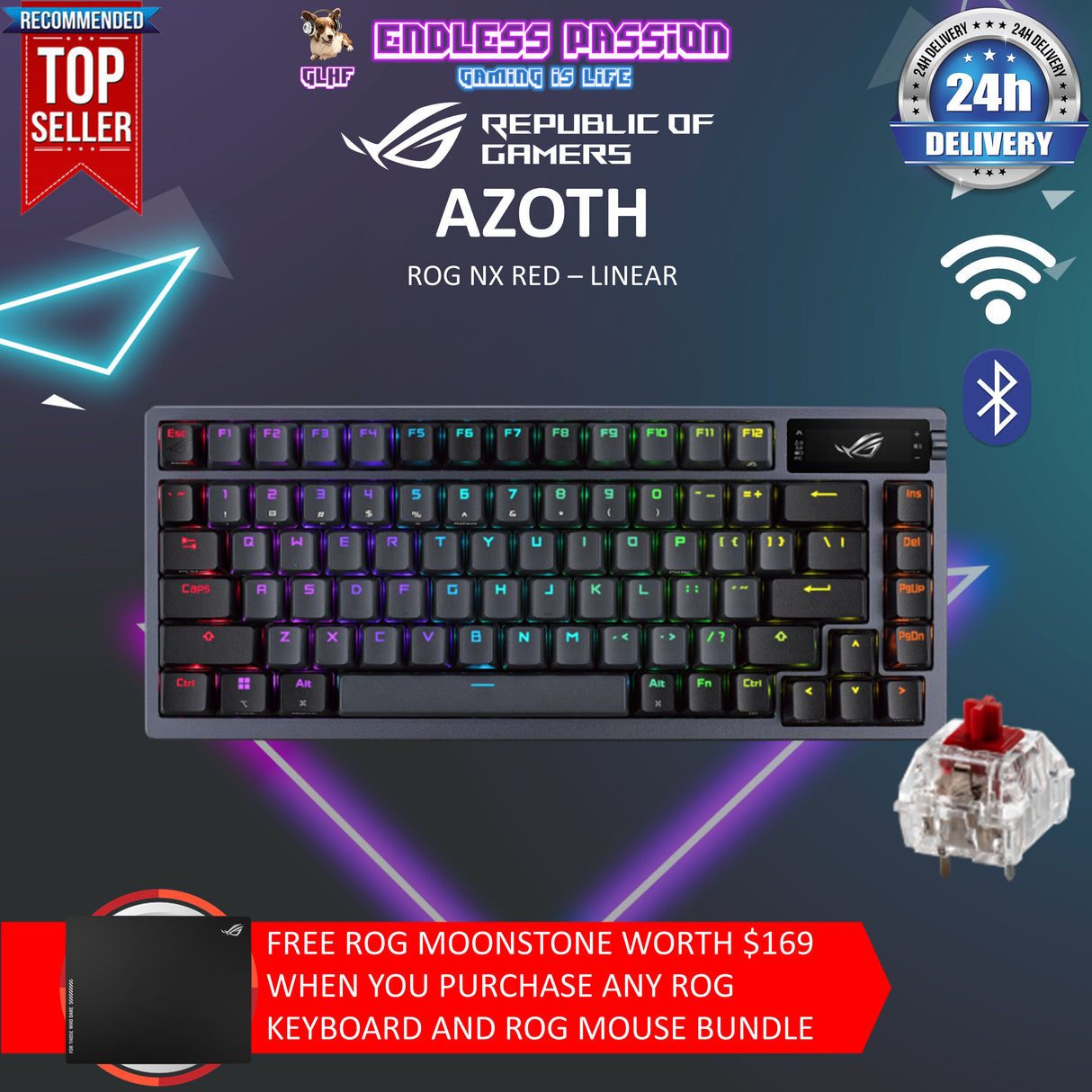 Asus ROG Azoth 75% Wireless Custom Gaming Keyboard