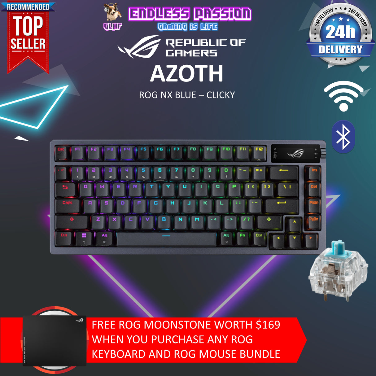 Asus ROG Azoth 75% Wireless Custom Gaming Keyboard