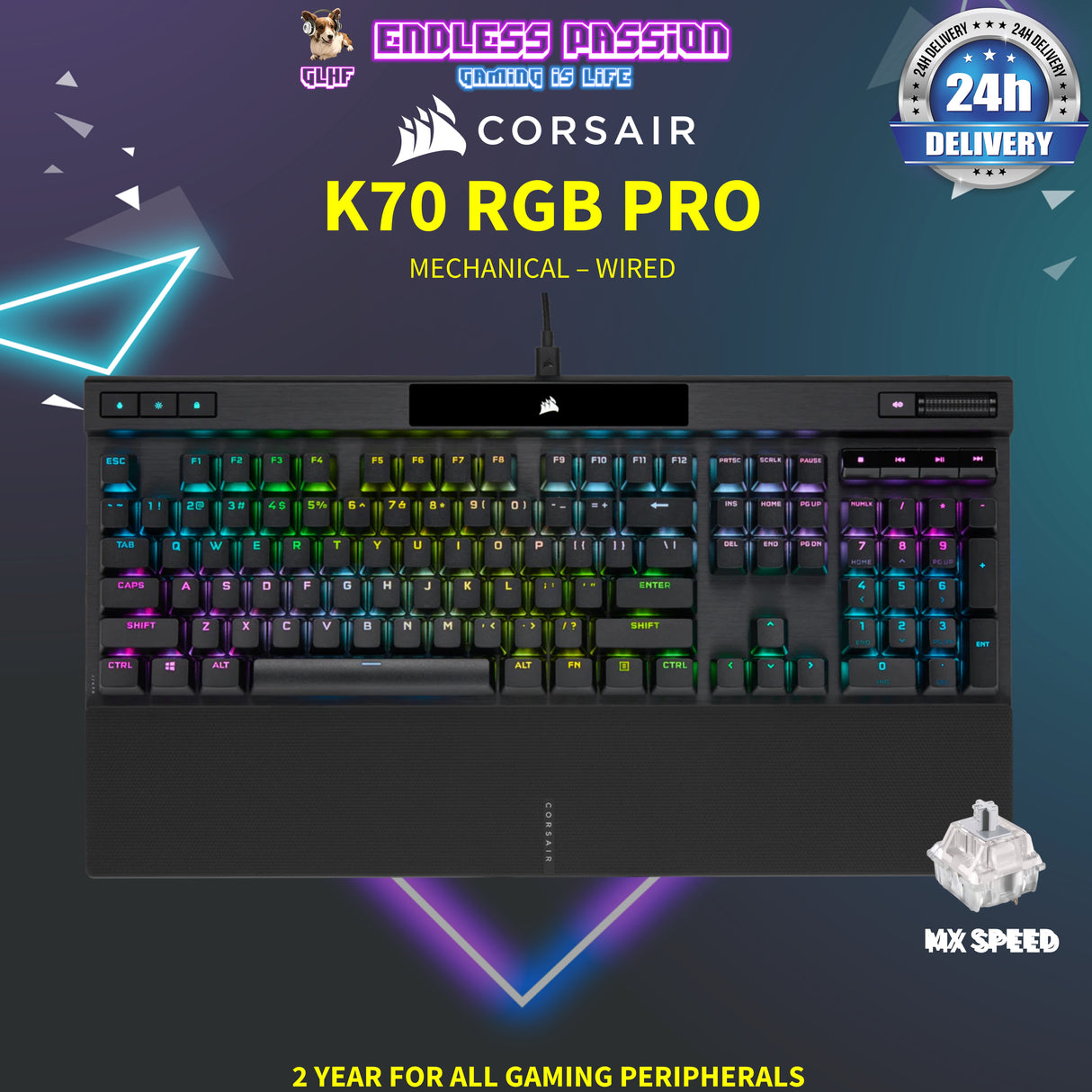 Corsair K70 PRO RGB Wired Optical-Mechanical Gaming Keyboard