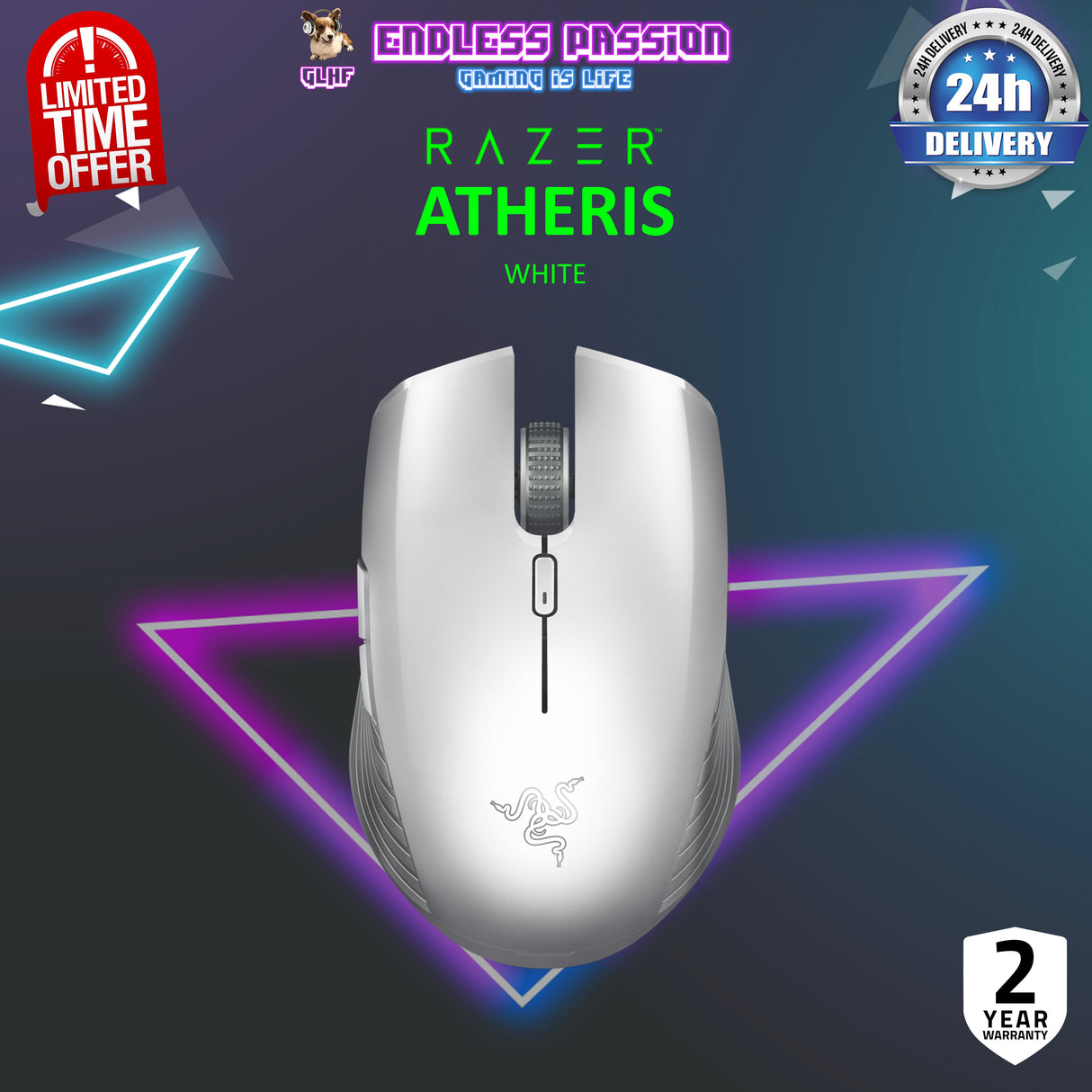 Razer Atheris Ambidextrous Ergonomic Wireless Gaming Mouse