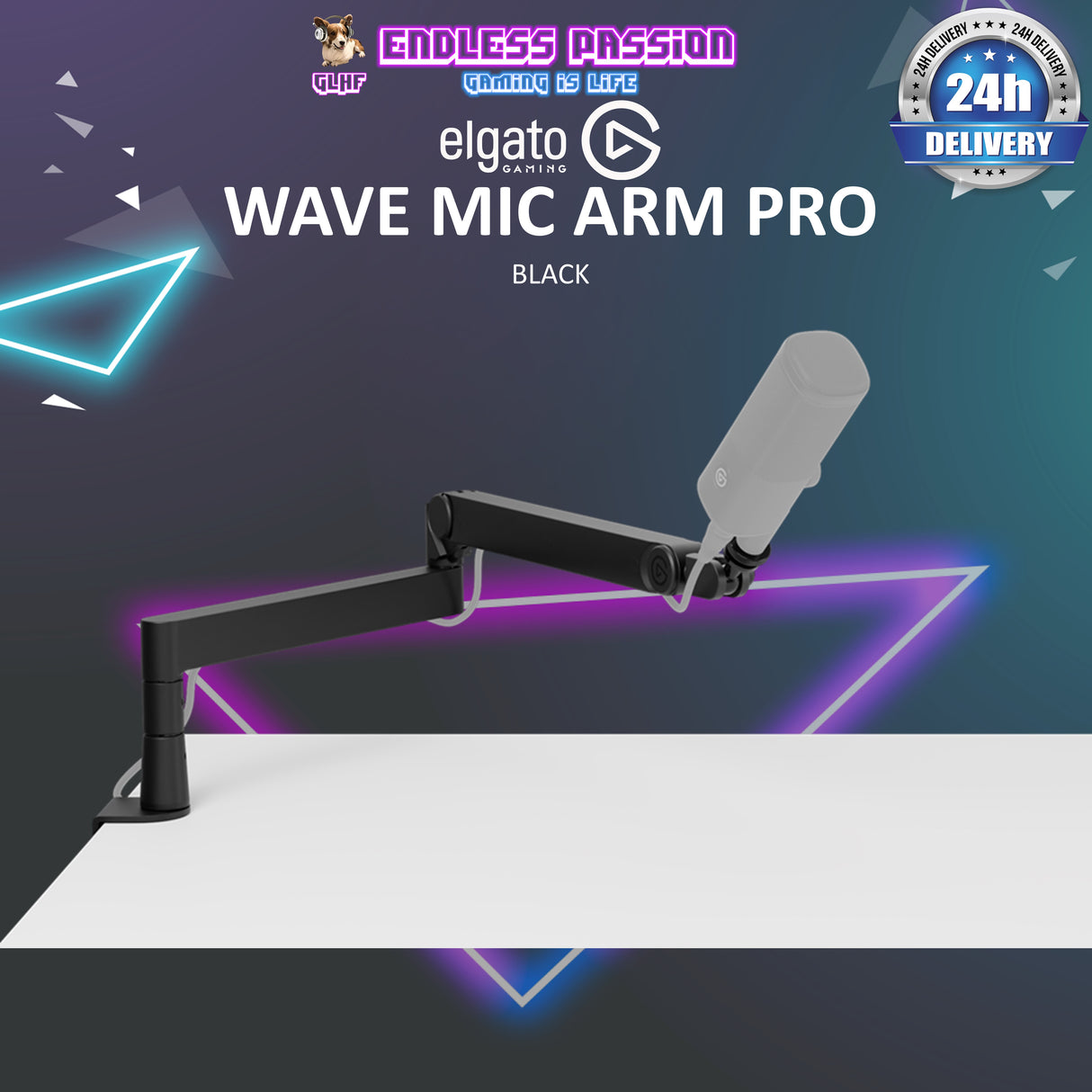 Elgato Wave Mic Arm Pro - 360° Rotatable Low Profile Gas Spring Microphone Arm (Available in Black and White)