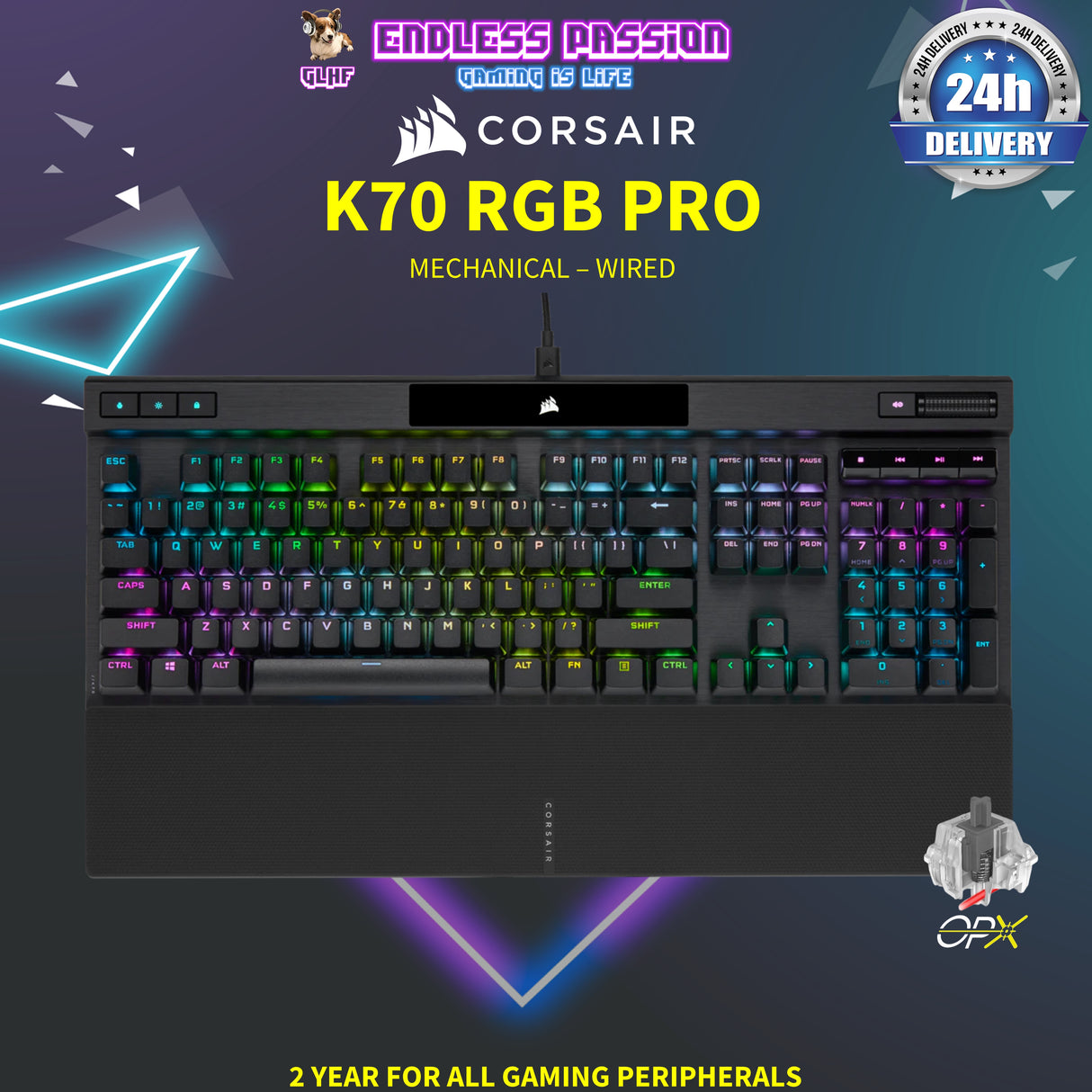 Corsair K70 PRO RGB Wired Optical-Mechanical Gaming Keyboard