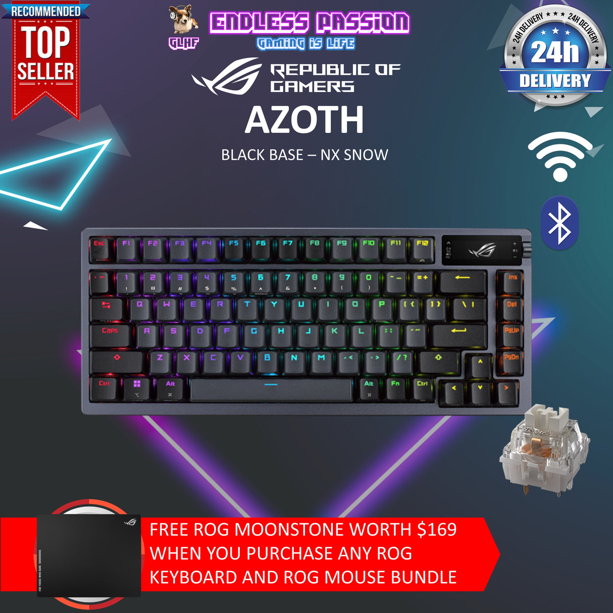 Asus ROG Azoth 75% Wireless Custom Gaming Keyboard