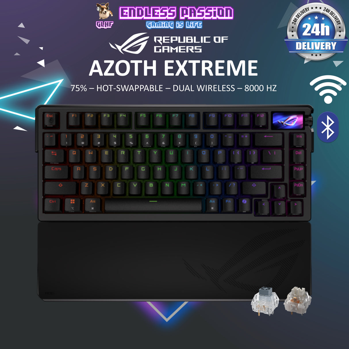 Asus ROG Azoth Extreme 75% Wireless Premium Aluminum-Alloy Gaming Keyboard