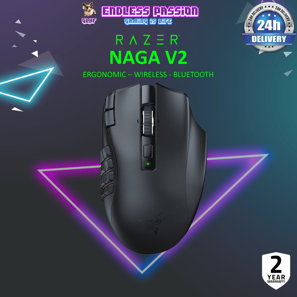 Razer Naga V2 HyperSpeed Wireless MMO Gaming Mouse