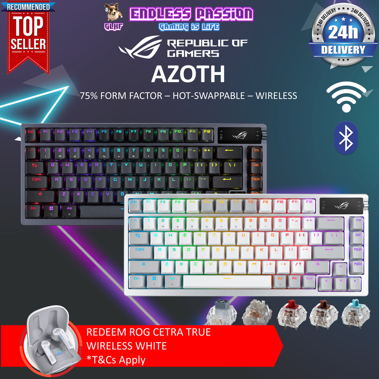 Asus ROG Azoth 75% Wireless Custom Gaming Keyboard