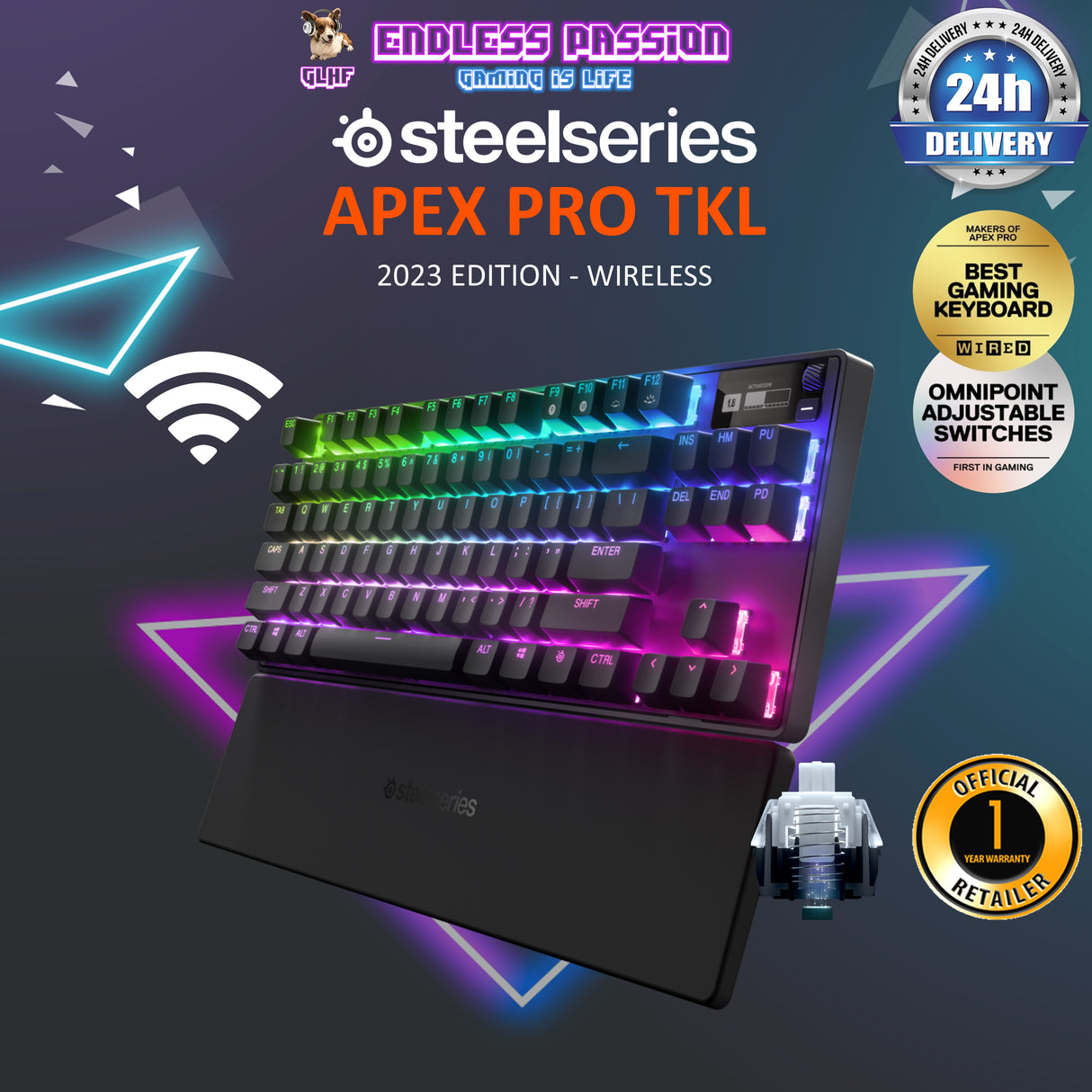 SteelSeries Apex Pro TKL Wireless Gaming Keyboard - 2023 Edition