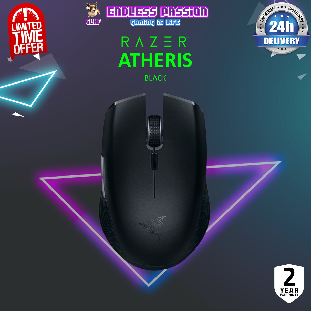 Razer Atheris Ambidextrous Ergonomic Wireless Gaming Mouse