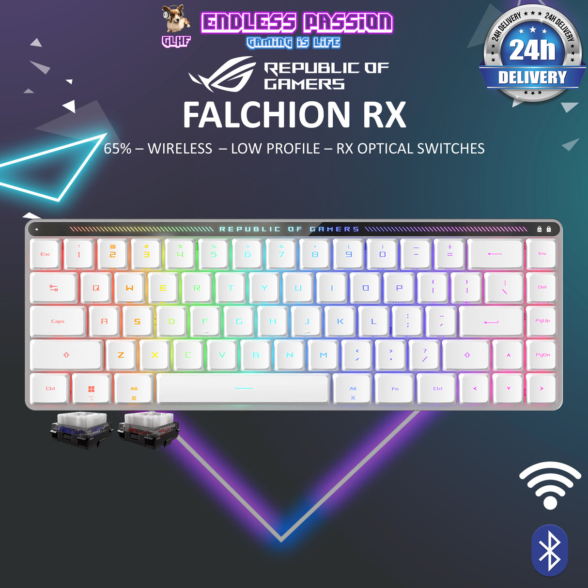 Asus ROG Falchion RX Low Profile 65% compact Wireless Gaming Keyboard