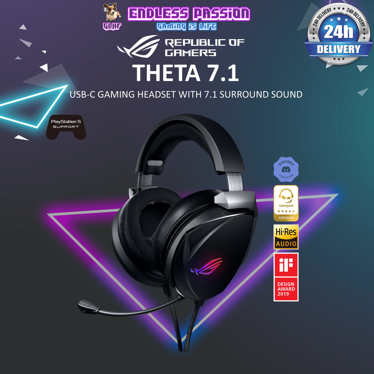 Asus ROG Theta 7.1  USB-C Wired Gaming Headset