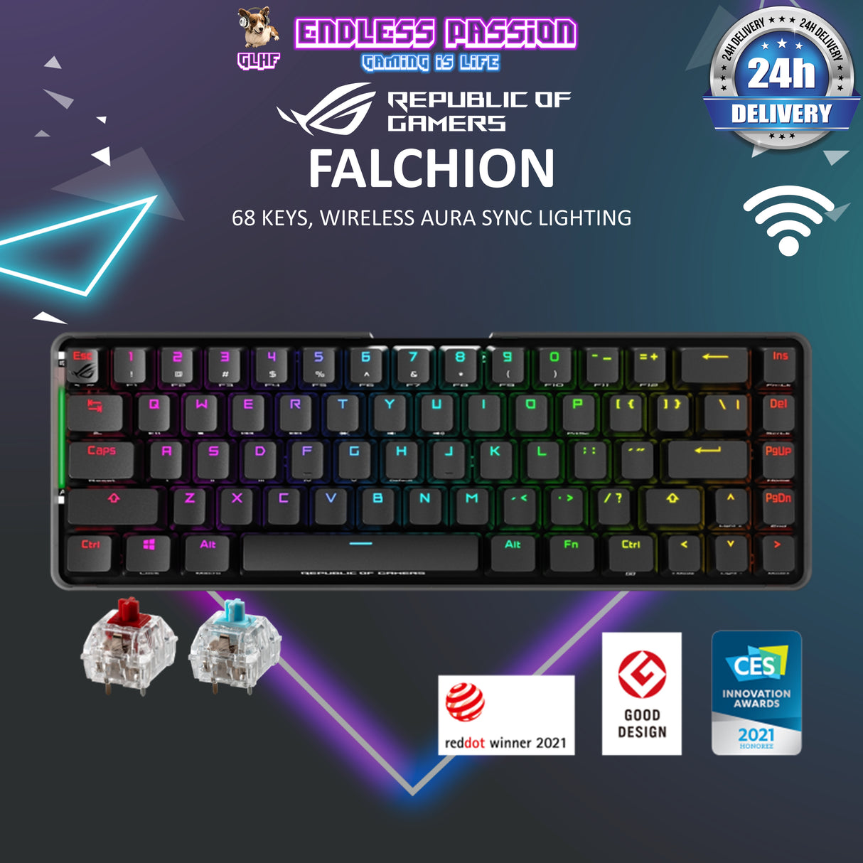 Asus ROG Falchion NX 65% Wireless Mechanical Gaming Keyboard