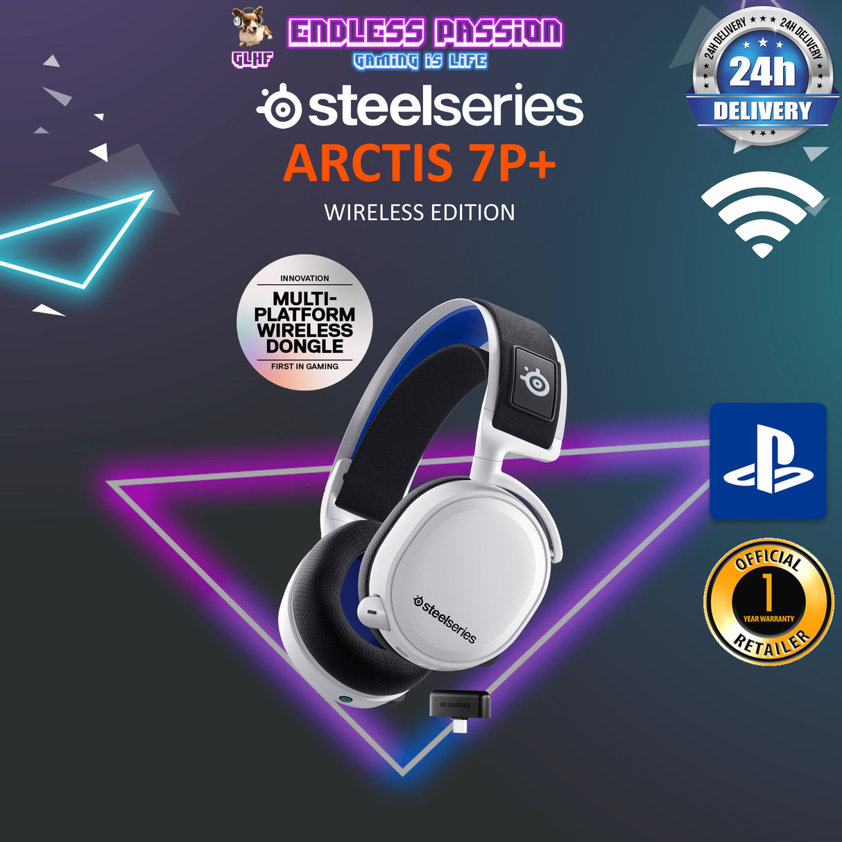 SteelSeries Arctis 7P+ White Gaming Headset