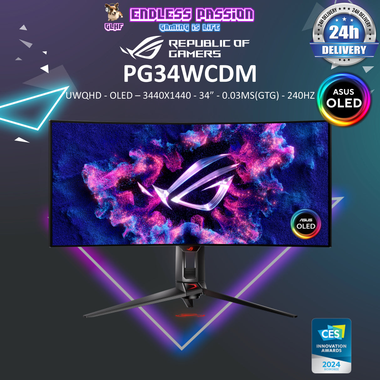 ASUS ROG Swift OLED PG34WCDM 34 Inch OLED Gaming Monitor