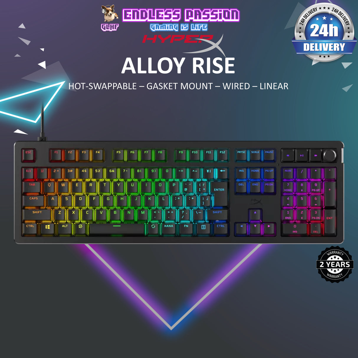 HyperX Alloy Rise – Hot-Swappable Mechanical Gaming Keyboard