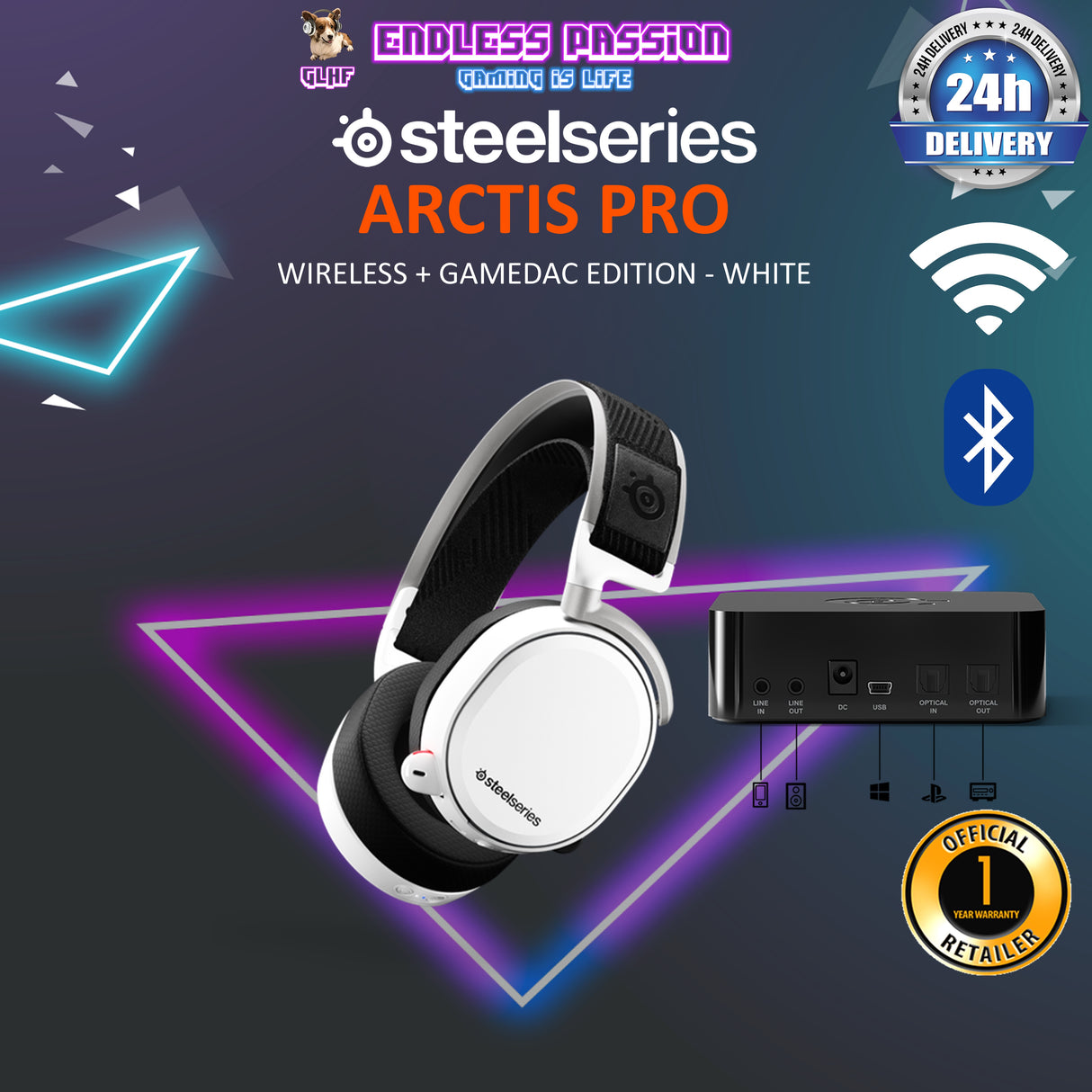 SteelSeries Arctis Pro Wireless Gaming Headset - White