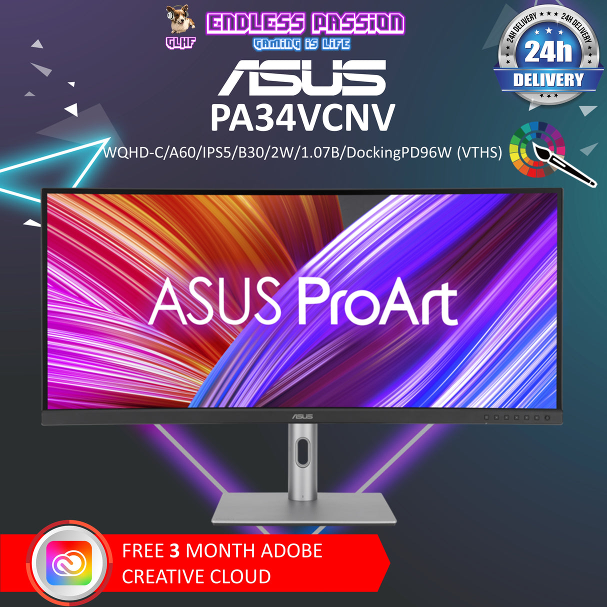 ASUS ProArt Display PA34VCNV 34 Inch Curved Professional Monitor