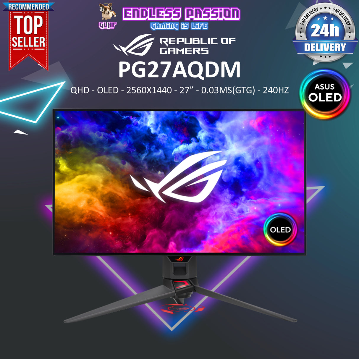 ASUS ROG Swift OLED PG27AQDM 27 Inch Gaming Monitor