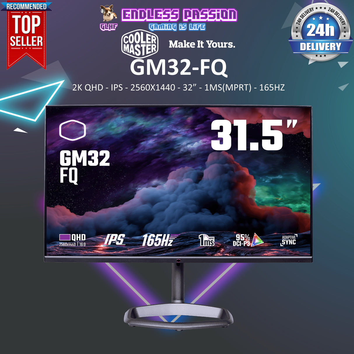 Cooler Master GM32-FQ 32” 165Hz 2K IPS Curved Gaming Monitor