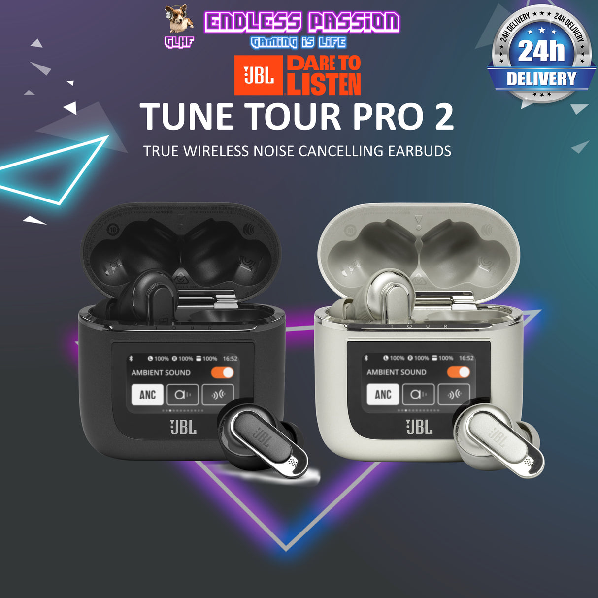 JBL Tour Pro 2 True Wireless Noise Cancelling Earbuds