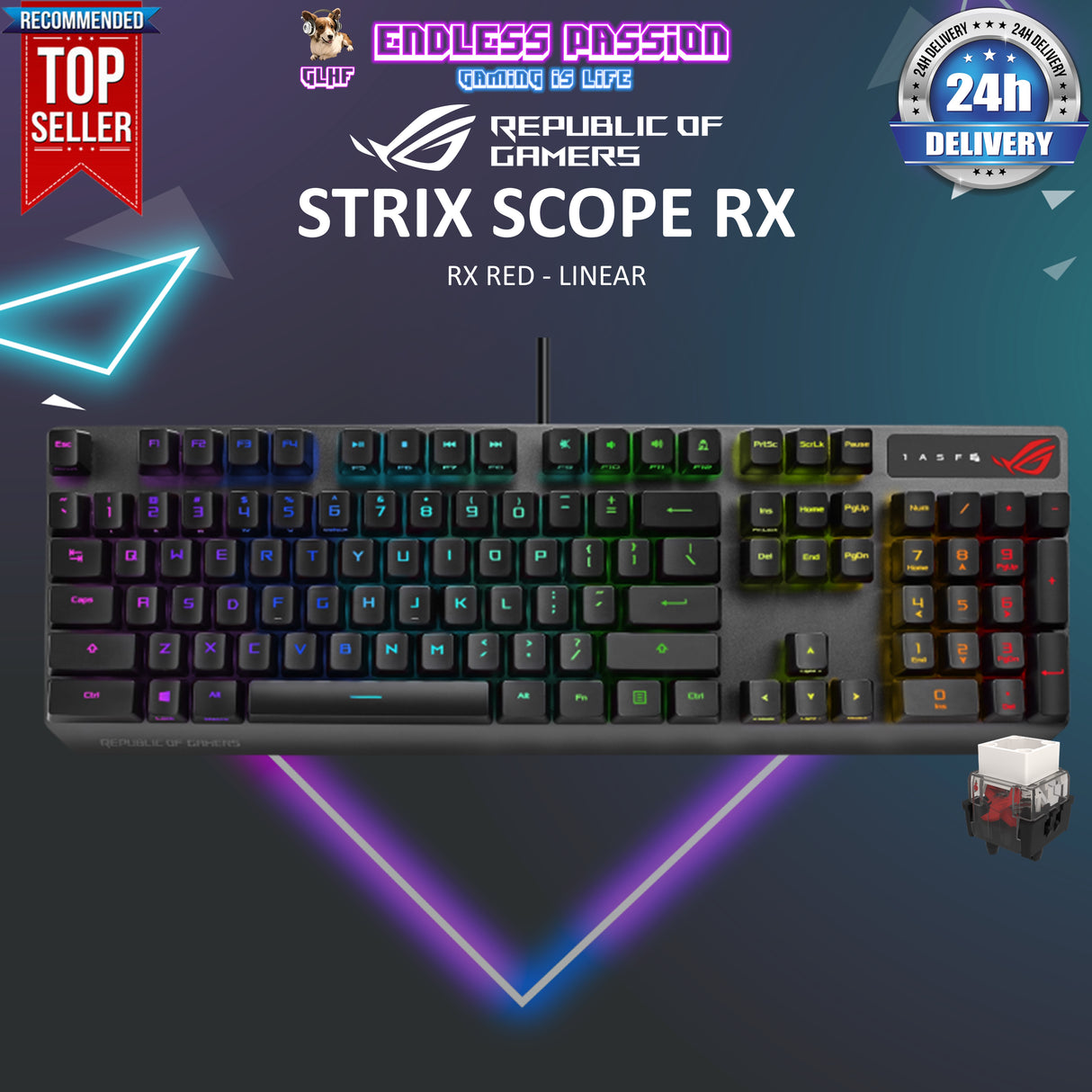 Asus ROG Strix Scope RX Red Optical Switch Wired Gaming Keyboard