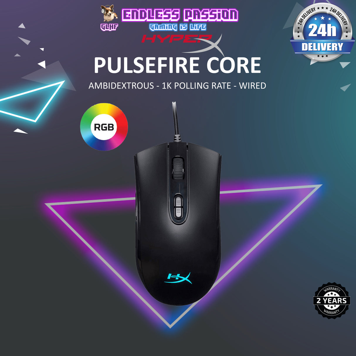 HyperX PulseFire Core RGB Gaming Mouse - Black