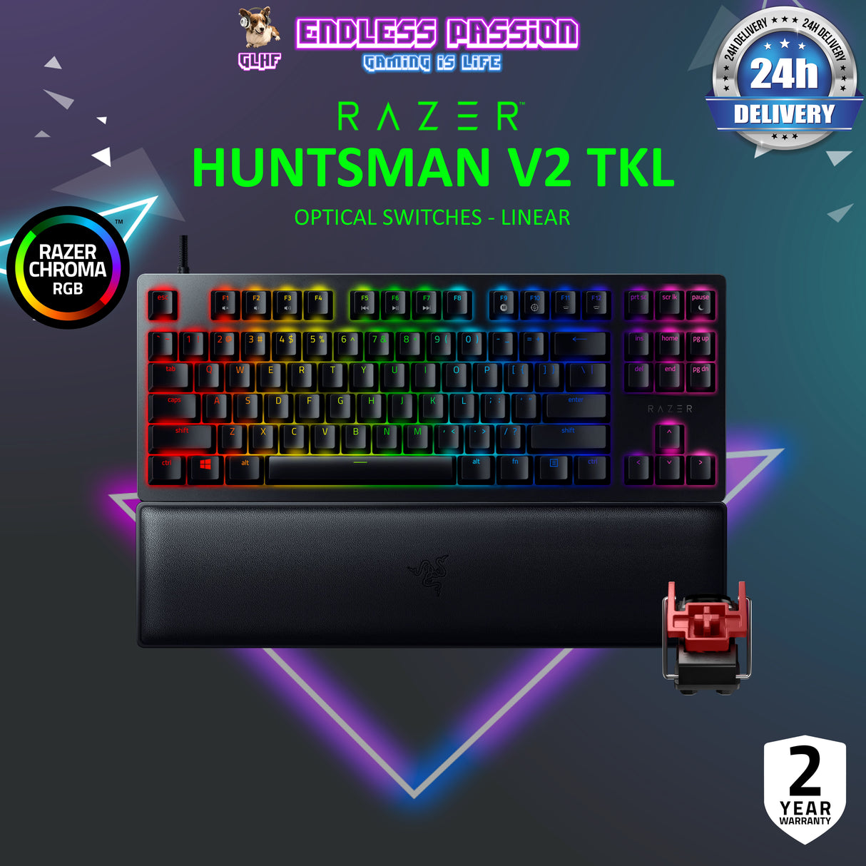 Razer Huntsman V2 TKL Tenkeyless Optical Wired Gaming Keyboard