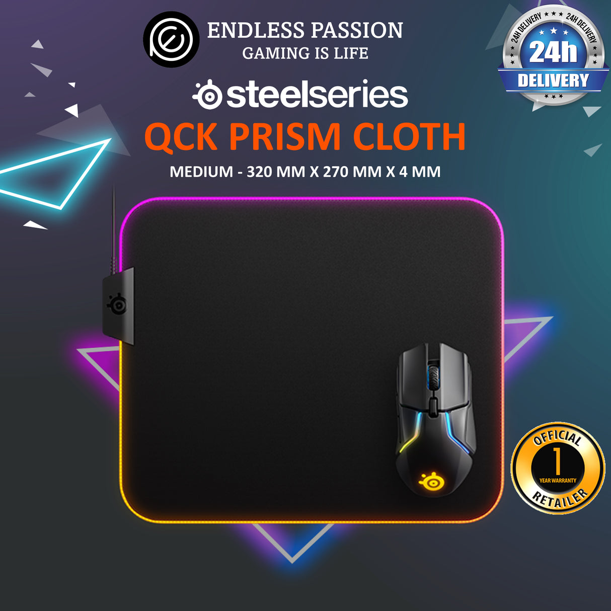 SteelSeries Qck Prism Cloth Gaming Mousepad