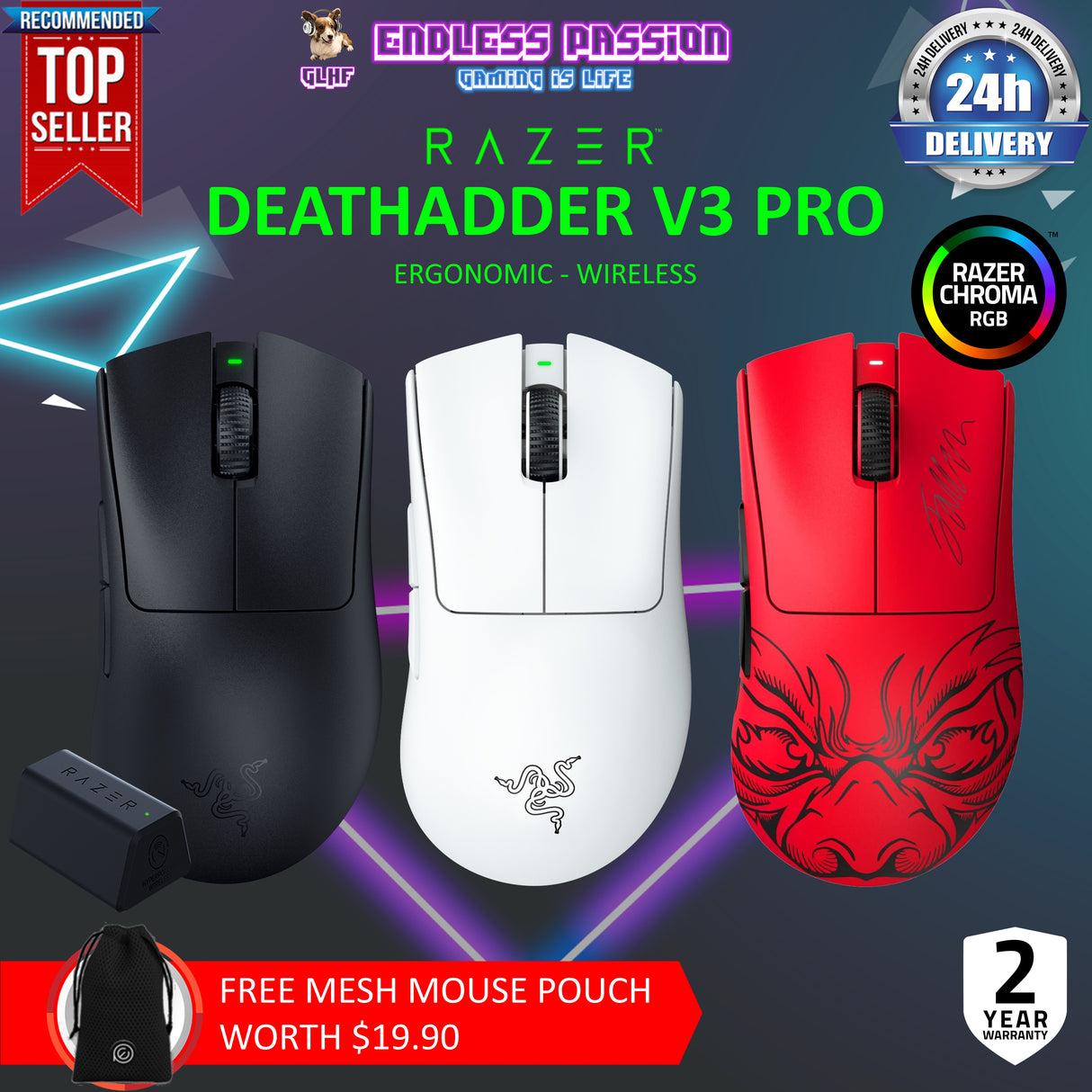 Razer DeathAdder V3 Pro Wireless Gaming Mouse